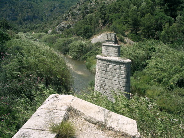 Antiguo trazado de la vía sin puente.